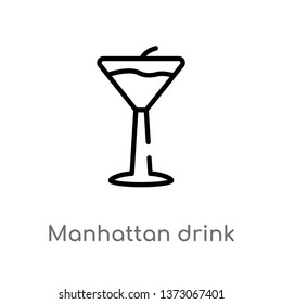outline manhattan drink vector icon. isolated black simple line element illustration from drinks concept. editable vector stroke manhattan drink icon on white background