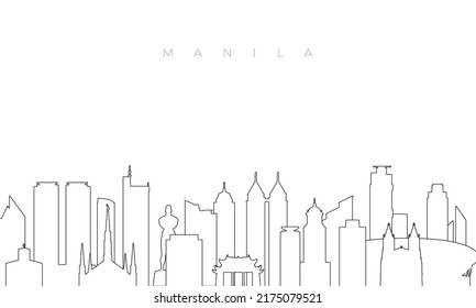 Outline Manila skyline. Trendy template with Manila city buildings and landmarks in line style. Stock vector design. 