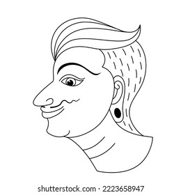 Outline of a man's face in Line Thai art style.