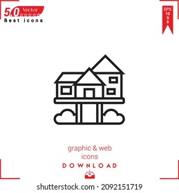 Outline mansion Icon. mansion icon vector isolated on white background. Graphic design, material-design, Best sellers icons, mobile application, UI UX design, EPS 10 format vector