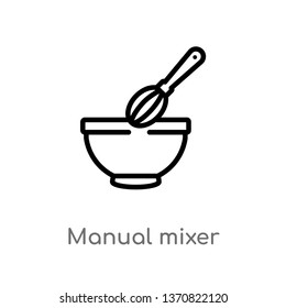 outline manual mixer vector icon. isolated black simple line element illustration from bistro and restaurant concept. editable vector stroke manual mixer icon on white background