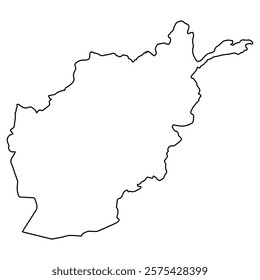 Outline Map of Afghanistan, Asian Country