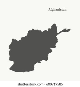 Outline map of Afghanistan. Isolated vector illustration.