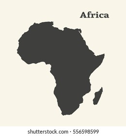  Outline map of Africa. Isolated vector illustration. Map of the African continent. Africa silhouette.