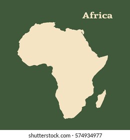  Outline map of Africa. Isolated vector illustration. Map of the African continent. Africa silhouette.