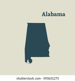 Outline map of Alabama. Isolated vector illustration.