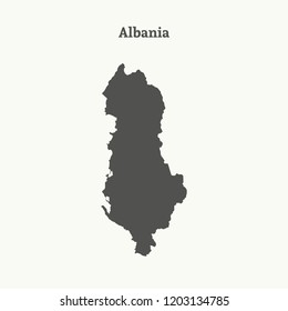 Outline map of Albania. Isolated vector illustration.