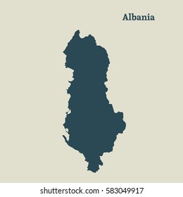 Outline map of Albania. Isolated vector illustration.