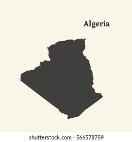 Outline map of Algeria. Isolated vector illustration.