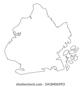 Outline of the map of the American city of Brooklyn, New York