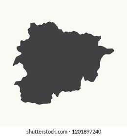 Outline map of Andorra. Isolated vector illustration.