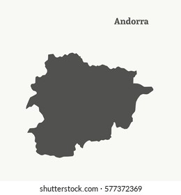 Outline map of Andorra. Isolated vector illustration.