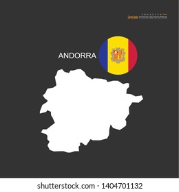 outline map of  Andorra  with nation flag.vector illustration.