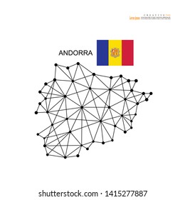 outline map of  Andorra  with nation flag.vector illustration.