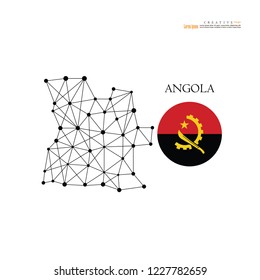 outline map of  Angola with nation flag.vector illustration.