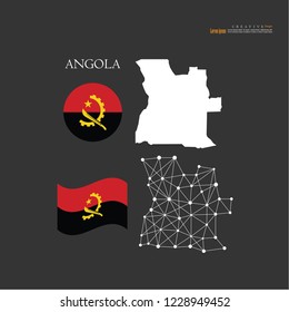 outline map of  Angola with nation flag.vector illustration.