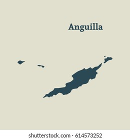 Outline map of Anguilla. Isolated vector illustration.