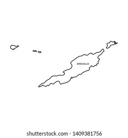 Outline Map of Anguilla Vector Design Template. Editable Stroke