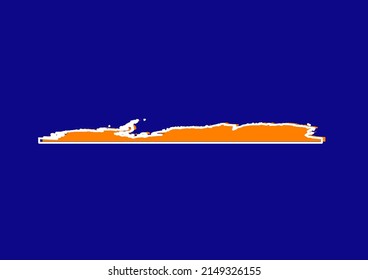 Outline map of Antarctica, stylized concept map of Antarctica. Orange map on blue background.
