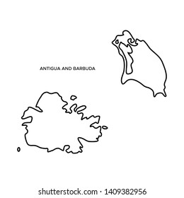 Outline Map of Antigua and Barbuda Vector Design Template. Editable Stroke