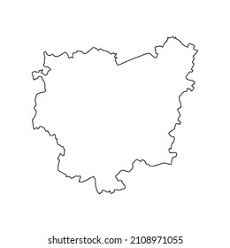Outline map of Anyksciai, Lithuanian city. Vector map with contour.