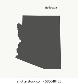 Outline map of Arizona. Isolated vector illustration.