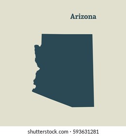 Outline map of Arizona. Isolated vector illustration.