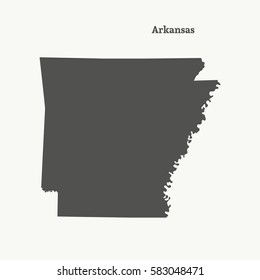 Outline map of Arkansas. Isolated vector illustration.
