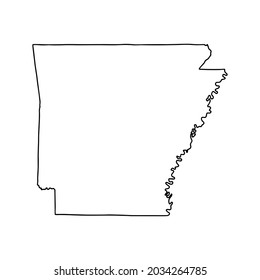 Outline map of Arkansas white background. USA state, vector map with contour.