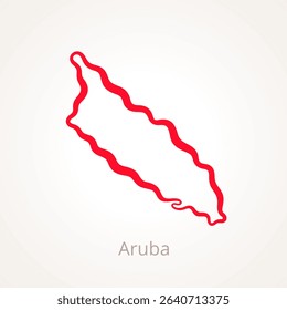 Outline map of Aruba marked with red line.