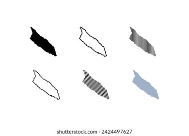 Outline map of Aruba. Silhouette, linear and flat style. Vector icons