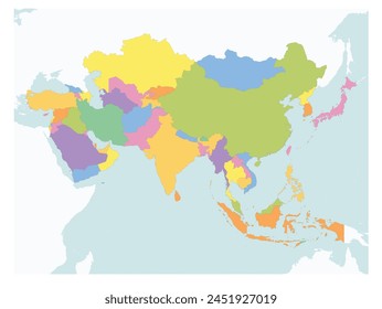 Outline of the map of Asia Continent