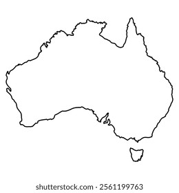 Outline map of Australia geographical border of Australia map shape