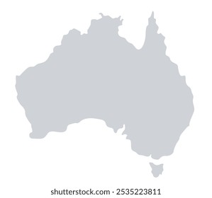 Outline of the map of Australia. Map of Australia in grey colour.