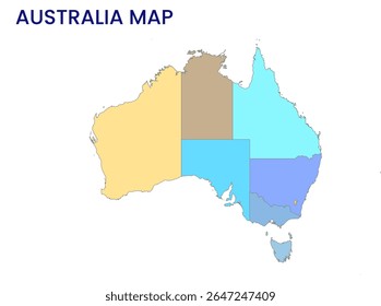 Outline map of Australia. High detailed map of Australia. Oceania