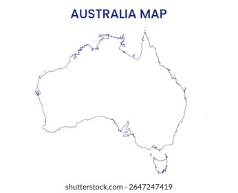 Outline map of Australia. High detailed map of Australia. Oceania