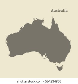 Outline map of Australia. Isolated vector illustration.