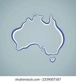 Outline map of Australia marked with ribbon in colors from the flag.
