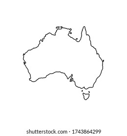 Outline map of Australia on white background. Vector map with contour.