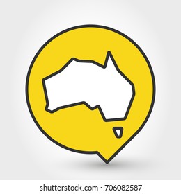 outline map of Australia, yellow icon concept