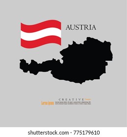 outline map of  Austria  with nation flag.vector illustration.