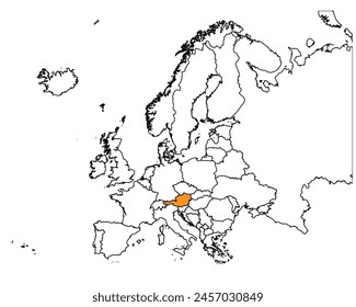 Esquema del mapa de Austria con regiones