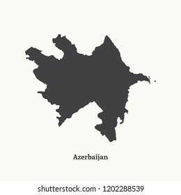 Outline map of Azerbaijan. Isolated vector illustration. svg