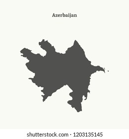 Outline map of Azerbaijan. Isolated vector illustration.