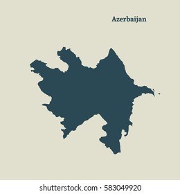 Outline map of Azerbaijan. Isolated vector illustration.
