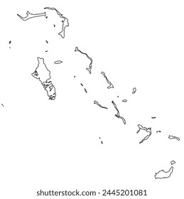 Outline of the map of Bahamas with regions