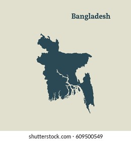 Outline map of Bangladesh. Isolated vector illustration.