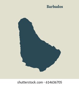 Outline map of Barbados. Isolated vector illustration.