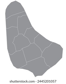 Outline of the map of Barbados with regions