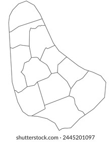 Outline of the map of Barbados with regions